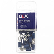 Load image into Gallery viewer, OEX ACX3054BL vinyl insulated ring terminals blue 5mm internal diameter