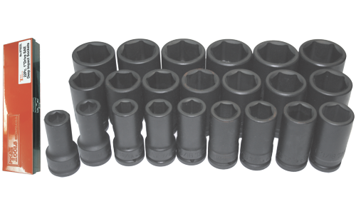 22 Piece 1" Drive SAE Deep Impact Socket Set