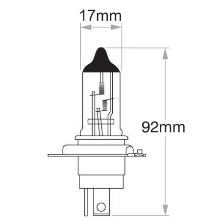 Narva H4 Headlight Bulb P43T Plus100 Long Life 24V 75/70W 1 Pce