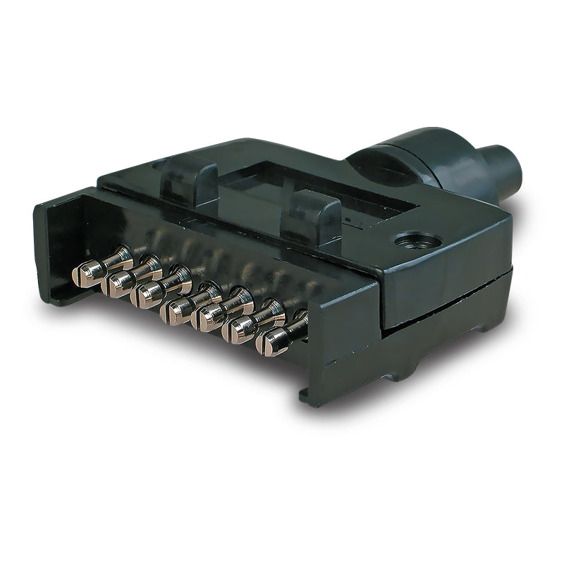 OEX ACX2804 7-Pin Flat Trailer Plug, 12 V 15 A, with Brass Terminals – Suits NZ Caravans & Boat Trailers