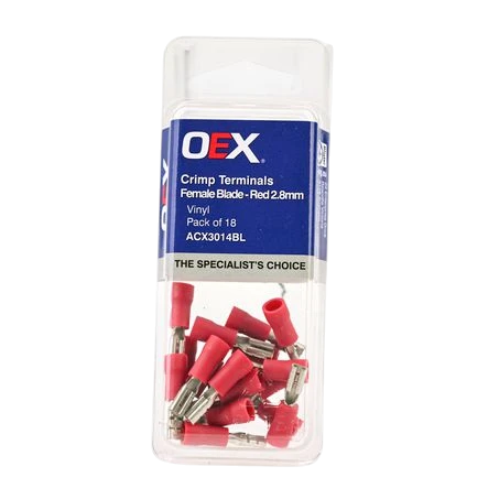 OEX ACX3014BL female blade crimp terminal red 2.8mm terminal entry