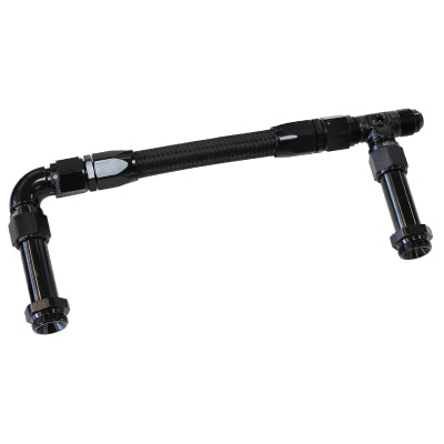HOLLEY DUAL INLET RAIL -6AN BLACK SUIT 2X METERING BLOCKS