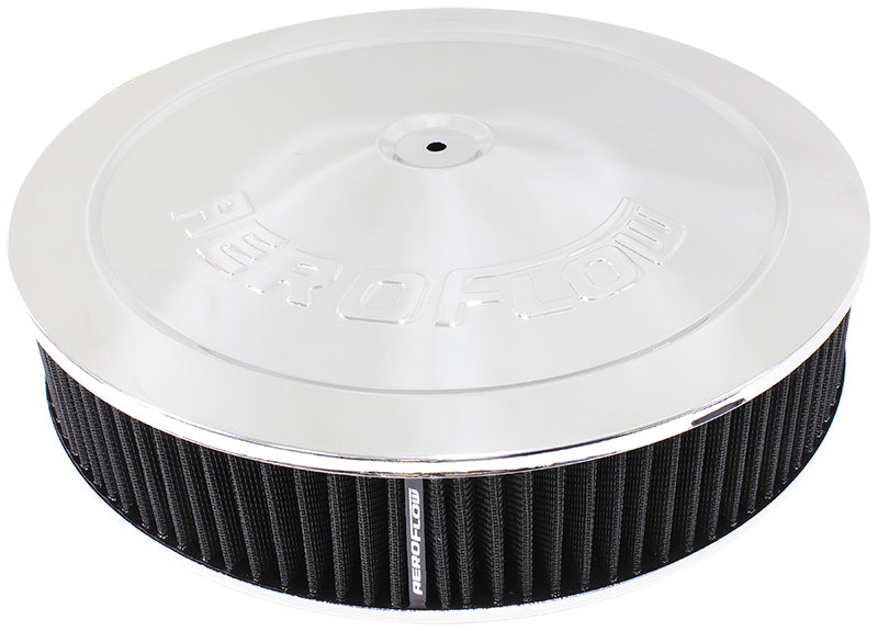 14" X 4" AIR CLEANER ASSY 7-5/16" FLAT BASE CHROME COTTO