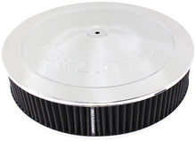 Load image into Gallery viewer, 14" X 4" AIR CLEANER ASSY 7-5/16" FLAT BASE CHROME COTTO