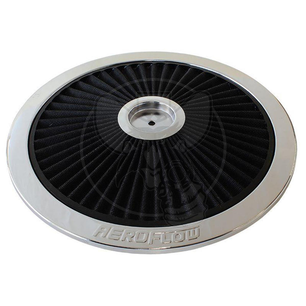 14" CHROME FULL FLOW TOP PLATEBLACK COTTON HI FLOW & FILTRAT