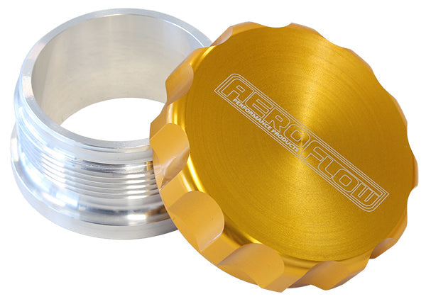 3" ALUM WELD BUNG AND CAP RAW WELD ON / GOLD CAP