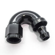 Load image into Gallery viewer, -10AN 150 DEG FULL FLOW PUSH LBLACK FULL FLOW PUSH LOCK
