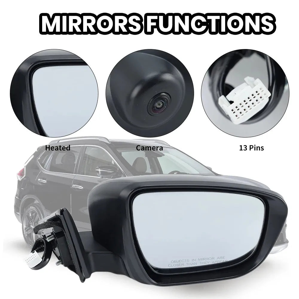Nissan X-Trail T32 2014-2020 13-wire heated folding side mirror