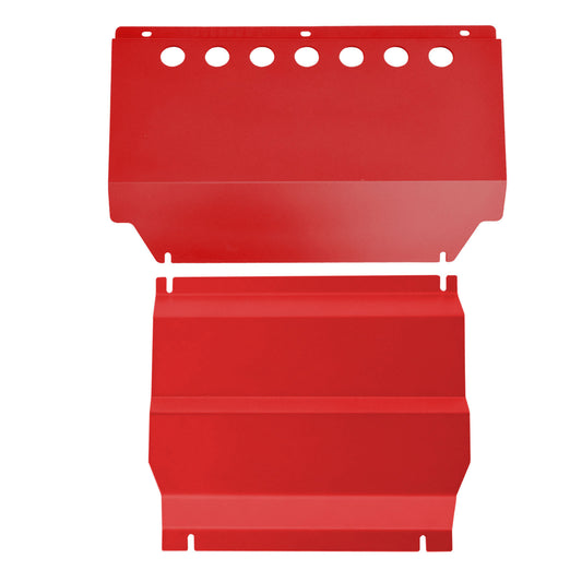 Red Bash Plate Set for Mitsubishi Triton ML-MN 2006-2015 | 3mm Steel Front & Sump Guard Combo | Underbody Protection, Impact-Resistant