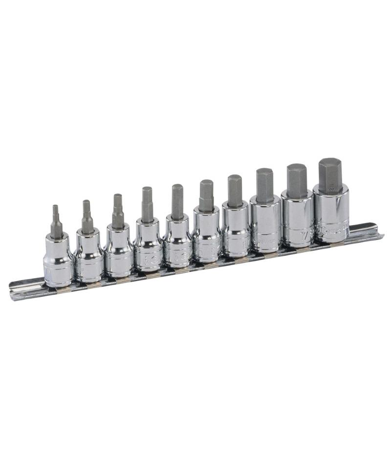 10 Piece 3/8" Drive Inhex Bit Socket Rail Set