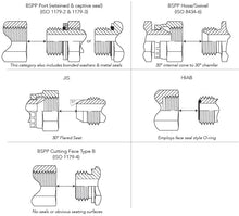 Load image into Gallery viewer, 3/8" BSPP TO -6AN WASHER SEAL BRITISH STD PIPE PARALLEL
