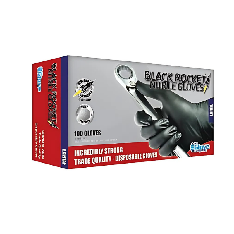 Black Rocket Nitrile Gloves Large 100 Pack