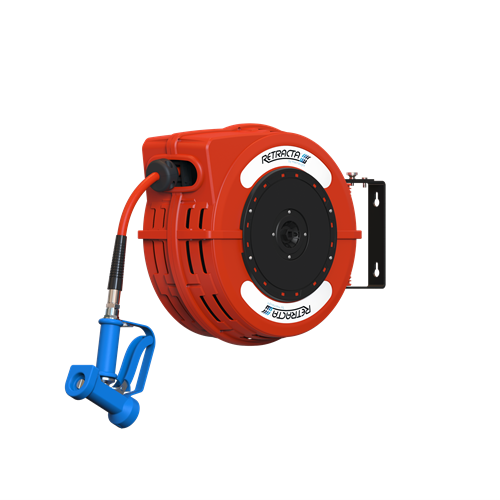 1/2" x 12m Hot/Cold Water Hose Reel with Spray Gun