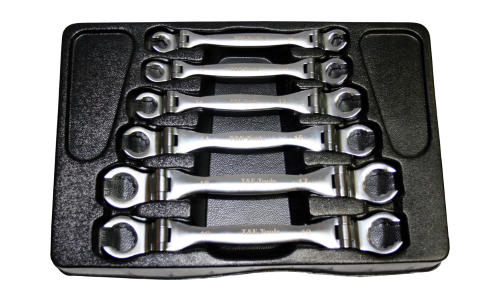 SAE Flex-Head Flare Nut Wrench Set, 6 Piece
