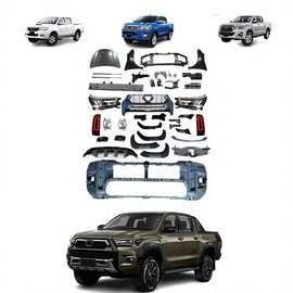 Conversion Front Bumper Kit for Hilux Vigo Revo Rocco 2005-2020 Upgrade to Rocco 2021+ Car Front Bumper Grill Headlight 