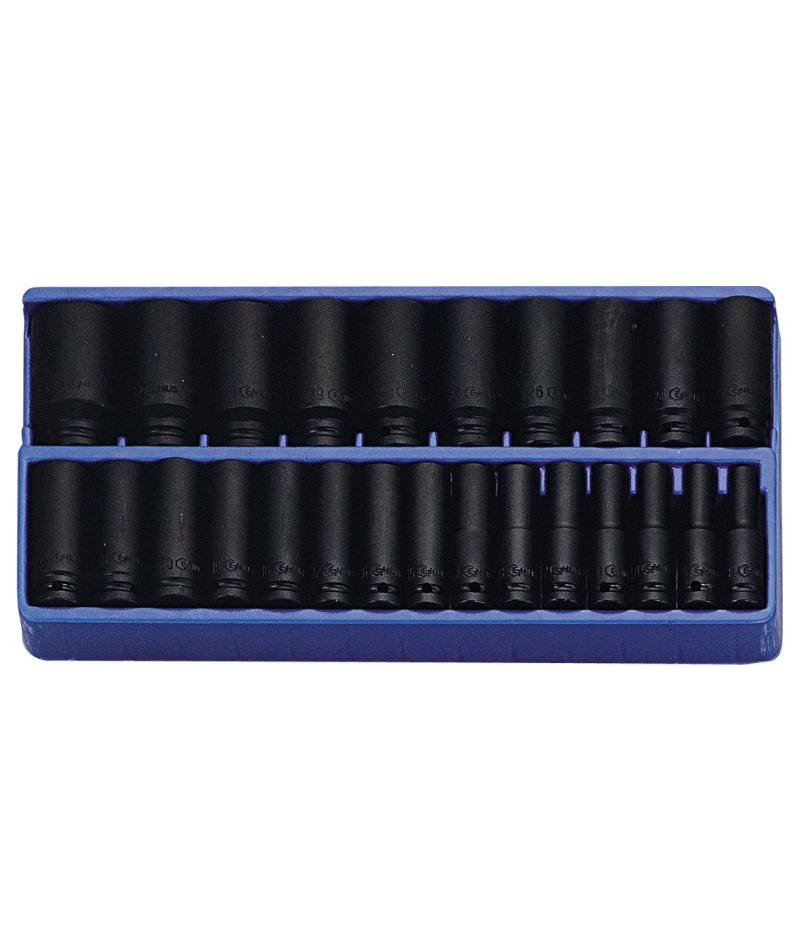 24 Piece 1/2" Drive Deep Impact Socket Set, Metric