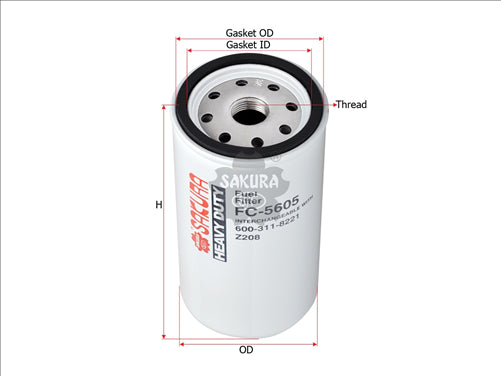 Fuel Filter Fits P550410 600-311-8221 0968Af8164 Fc-5605
