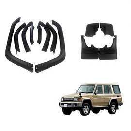 GZDL4WD 76 Series Wide Flares Vacuum Form ABS Smooth/Textured Black Fender Flares Steel Screws for Land Cruiser 76 Doubl