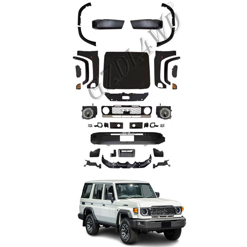 GZDL4WD Car Front Bumper Body Kits for Land Cruiser LC75 LC76 LC79 1984-2023 Upgrade to New Model 2024 Auto Conversion B