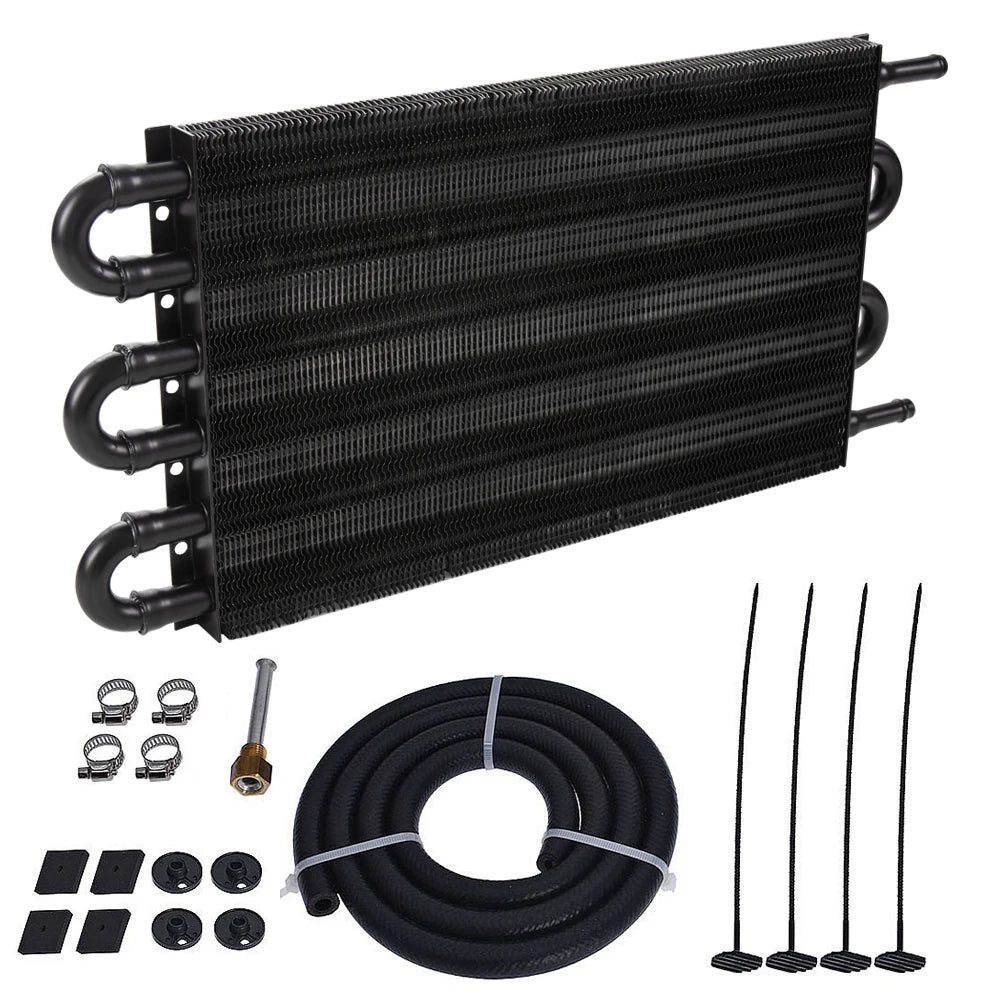 Universal 6-Row Aluminium Tube and Fin Transmission Oil Cooler - 15.5 x 7.5 x 0.75 inch