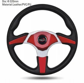 Universal 3-Spoke Racing Steering Wheel Black/Red 320 mm / 350 mm – VW, BMW, Porsche