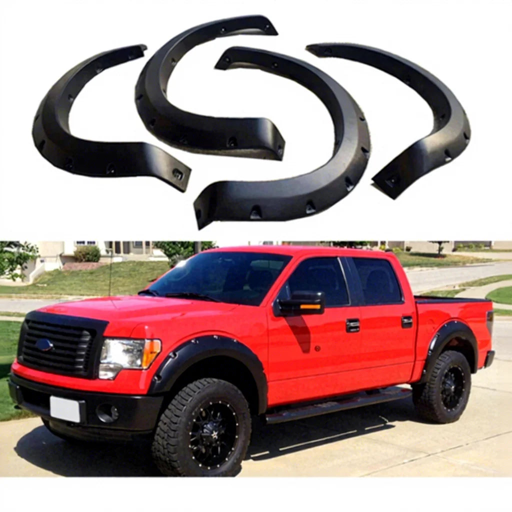 GZDL4WD ABS Material Body Kit Bolt-on Hole Style Textured Black Fender Flare for F150 Raptor 2010-2014 Wheel Arch Access