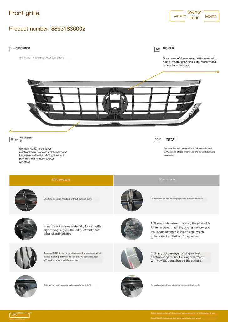 VW Jetta 2016 Sport Front Bumper Grille 31G853651F