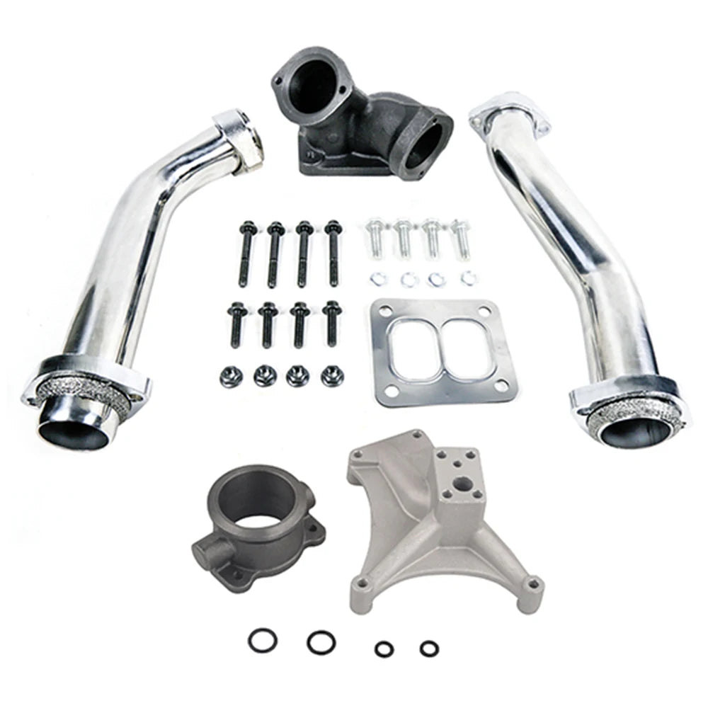 Ford 7.3L Powerstroke 1994-1997 Stainless Steel Bellowed Turbo Up-Pipe Kit with Turbo Pedestal