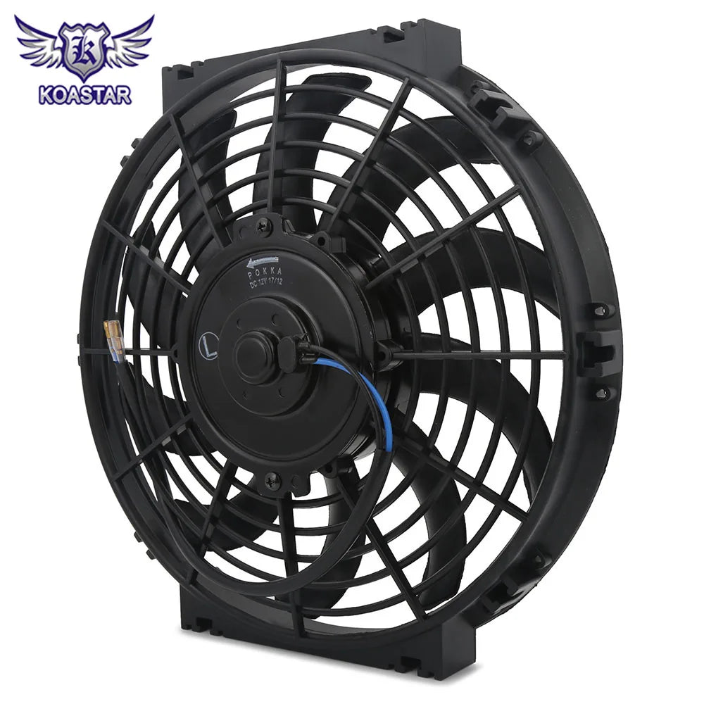 Universal 12V 10 inch S-Blade Slim Electric Radiator Cooling Fan, 80W Push / Pull