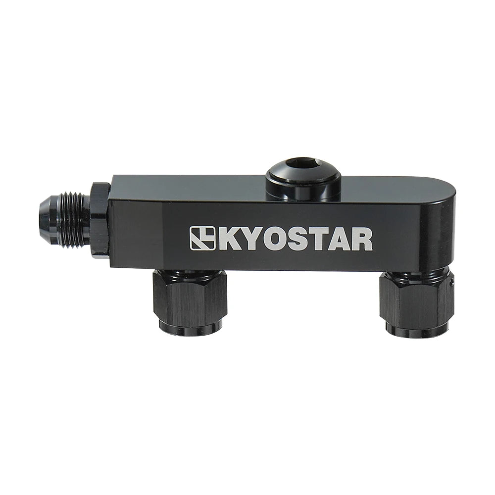 Universal Aluminium Dual Inline Fuel Pump Rail / Manifold with AN8 Fitting, Black