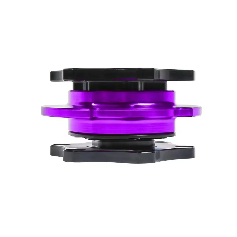 Universal Aluminium D-Shape Steering Wheel Quick Release Hub Adapter, Purple Ring and Black Body