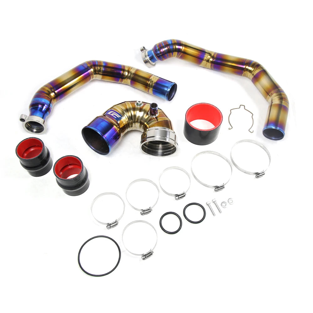 BMW S55 F80 M3 F82 M4 F87 M2 Competition Titanium Charge Pipe Kit with Throttle Elbow - Blue or Purple