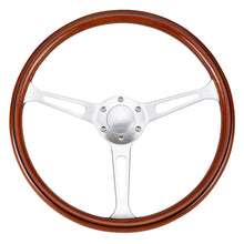 Load image into Gallery viewer, Universal 15 inch 380 mm Classic Wood Grain 3-Spoke Steering Wheel, Silver Chrome Spokes