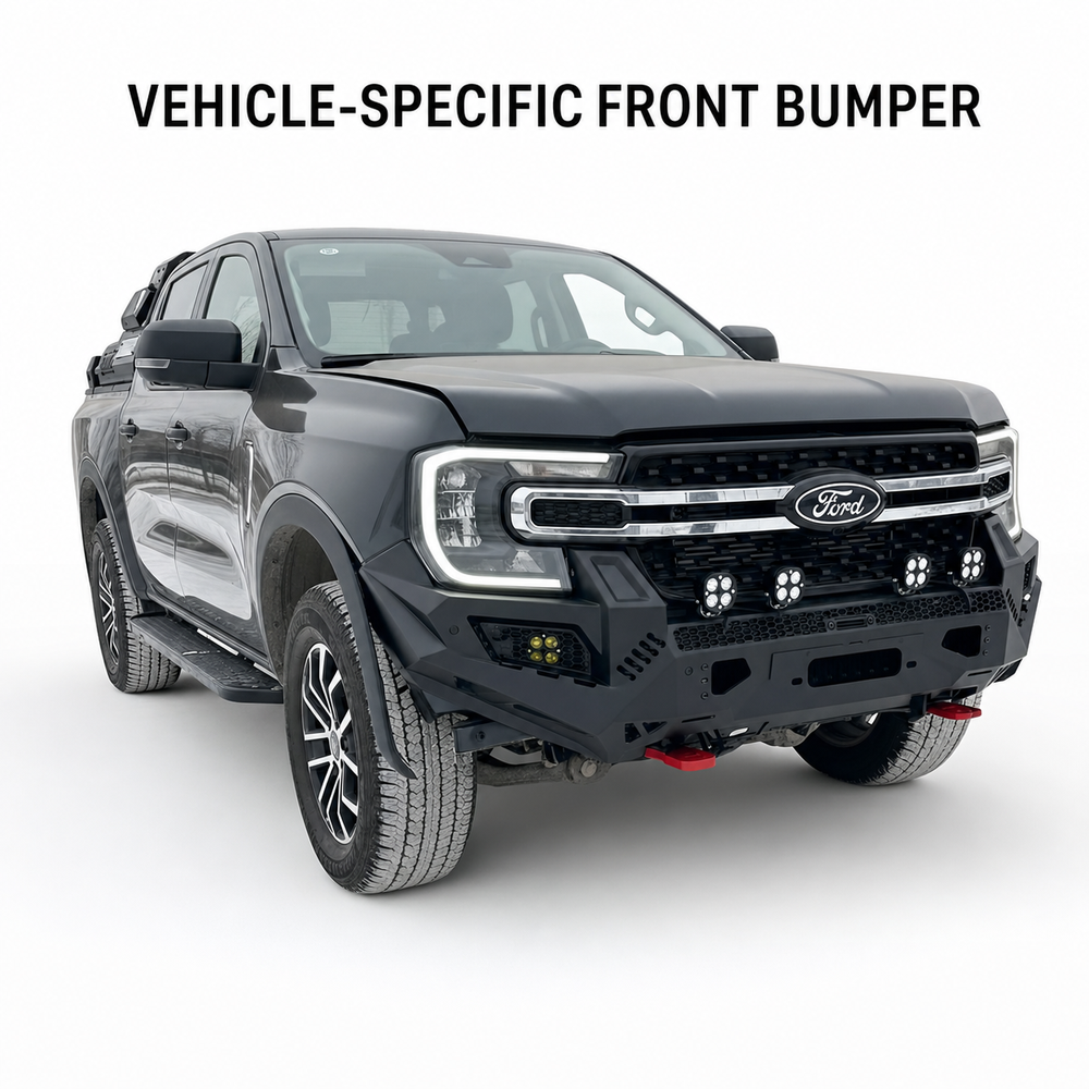 2023 black steel front bumper for pickup truck off-road styling
