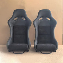 Load image into Gallery viewer, SEAT-004 Universal Racing Bucket Seats Black Alcantara Embroidery Fixed Back