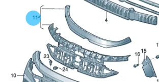 VW ID.4 X 2020+ Front Bumper Grille Upper Cover Plate 11D853053