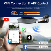 Load image into Gallery viewer, 4K 3 Channel Dash Cam with WiFi &amp; GPS | Front, Rear &amp; Cabin Camera | Night Vision | Parking Mode