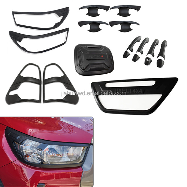 Toyota Hilux 2015-2024 Matte Black Exterior Accessory Kit (Headlight/Tail Light Covers)