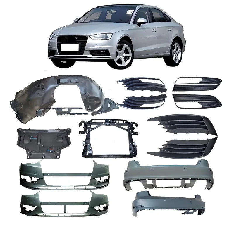 Audi A3 8V 2014 Sedan & Hatchback Rear Bumper, Wheel Arch Liner, Radiator Support & Fog Lamp Frame 8V5807067