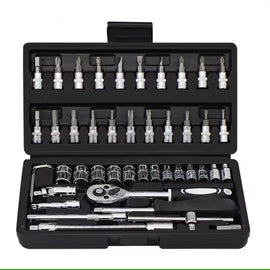 46-Piece Ratchet Socket Wrench Heavy Duty Auto Car Repair Tool Set