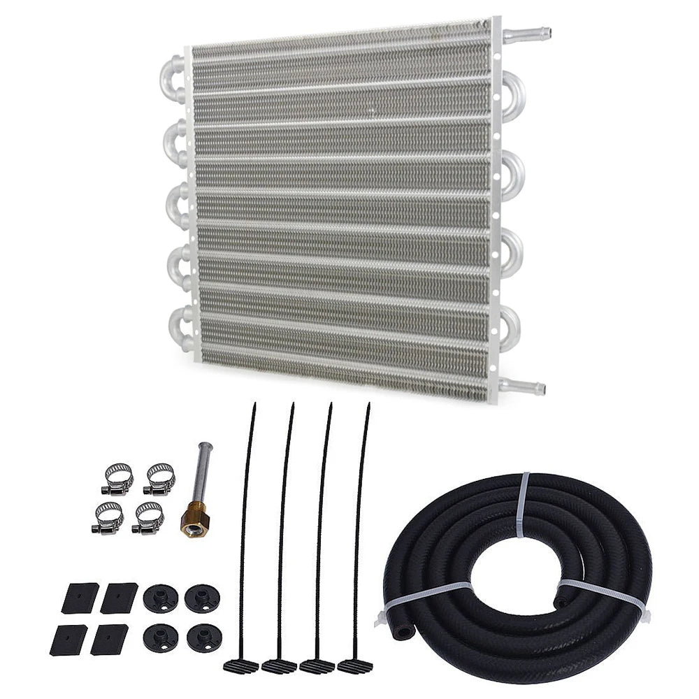 Universal 10-Row Aluminium Tube and Fin Transmission Oil Cooler 15.5 x 12.5 x 0.75 inch