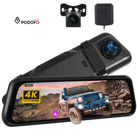 Universal 4K 9.66 inch Podofo Rear View Mirror Dash Cam