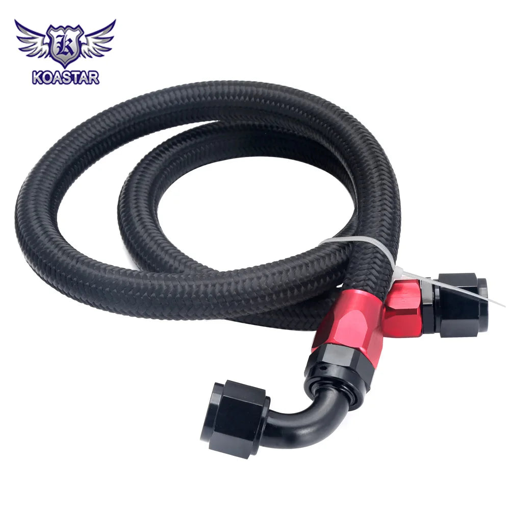 1 Metre Black Nylon Steel Braided Fuel and Oil Line with 2 x 10AN Fittings