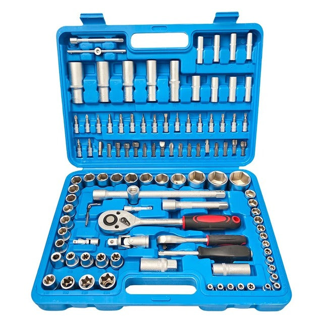 Heavy Duty Multi-Size Socket Ratchet Wrench Tool Kit for Mechanics