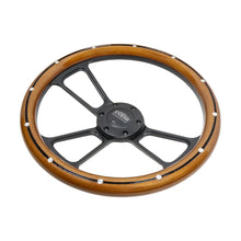 Load image into Gallery viewer, Universal 14 inch 350 mm Vintage Real Mahogany Wood Half Wrap Steering Wheel, Aluminium Rivets, 1.75 inch Dish