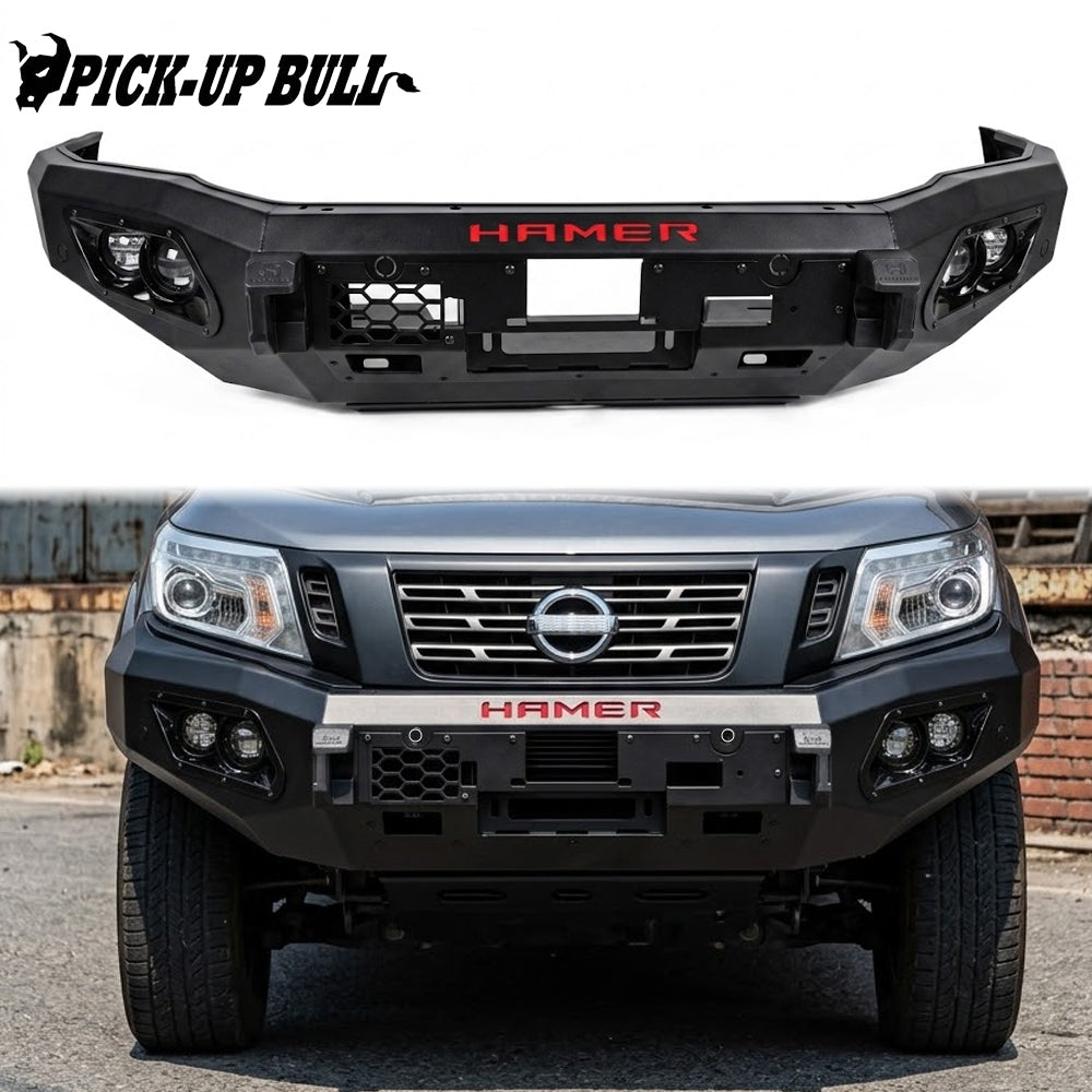 Steel front bumper with LED & winch mount for Nissan Navara NP300 2015-2020