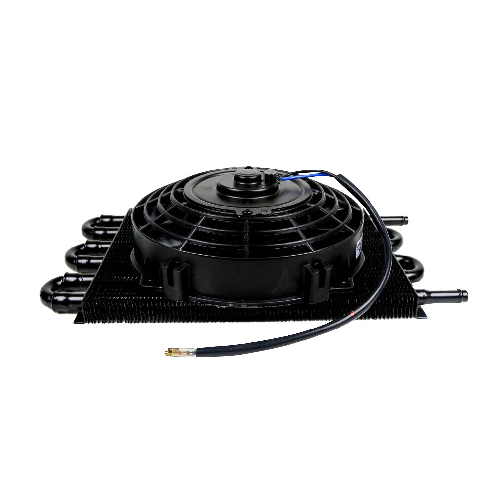 Universal 6 Row Transmission Oil Cooler with 8 Inch 12V 80W Slim Electric Fan Kit