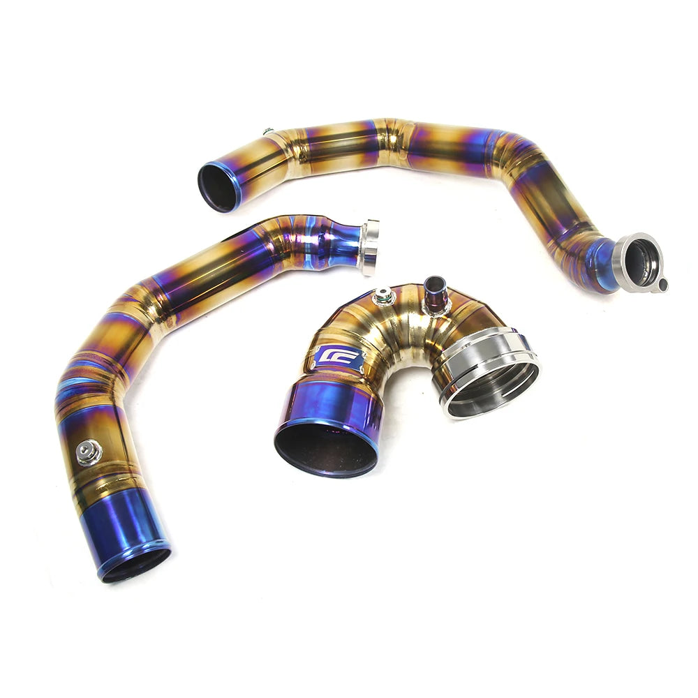 BMW S55 F80 M3 F82 M4 F87 M2 Competition Titanium Charge Pipe Kit with Throttle Elbow - Blue or Purple