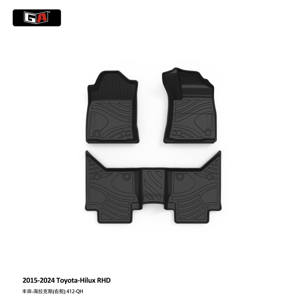 [HIL-FLOOR-006] 2015-2024 Toyota Hilux 3D TPE Floor Mats