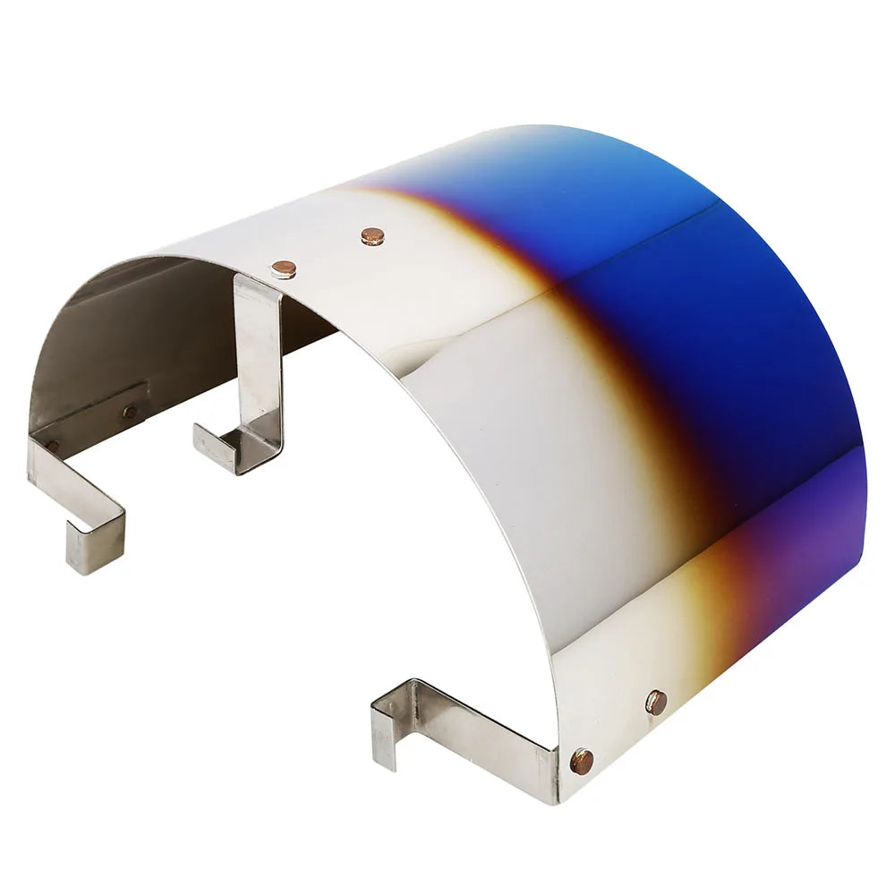 Universal Titanium Blue Stainless Steel Air Filter Heat Shield Cover - Adjustable 2.5 to 5 inch
